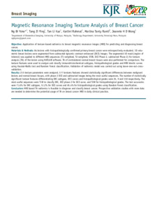 Magnetic resonance imaging texture analysis of breast cancer - UM ...